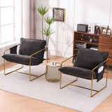 2 Chairs in 1 Box, Upholstered Hanging Armchair with Arm PocketsMetal frame, gold-plated W1901P147317