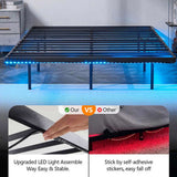 Black Full Size Floating Platform Metal Bed Frame - 14 Inch Height, Built-in LED Strip Light & Power 34890948