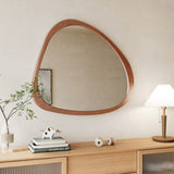 Solid Wood Mirror 45 Inch Asymmetrical Wall Mirror Wooden Framed Mirror Large Sized Dressing Mirror, W1435142944