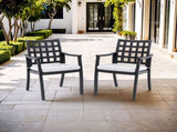 Modern Classic Cast Aluminum Outdoor Patio 2-Piece Dining Chairs, Textured Ember Black Finish, W1886P271053