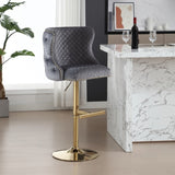 ZUN Hengming Velvet bar chair stool one-piece set, adjustable height, diamond lattice against the back W212115085