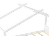 Twin House Floor Bed with Support Slats, Solid Wood House Bed Frame for Kids, No Box Spring Needed W1580P387835