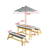 Naturally Playful Kids Picnic Table with Umbrella, Indoor/Outdoor Toys-Dark Blue W495P316196