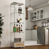 Modern Display Cabinet with Drawer , Quick-assembly Antique Cabinet with LED lights, Tempered W241P268237