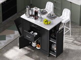 K&K 50.7" Island with Storage Tilt Trash Can Cabinet and Pull Out Cabinet Organizer, Rolling N707P299008B