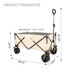 ZUN Folding Wagon, Heavy Duty Utility Beach Wagon Cart for Sand with Big Wheels, Adjustable Handle&Drink W321P164906