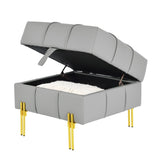 22 inches Anti-scratch Leather Storage Ottoman, Pet Friendly Entryway Bench with Golden Stainless W1191P196354