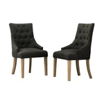 ZUN Charcoal Button Tufted Solid Wood Wingback Hostess Chairs with Nail Heads Set of 2 T2574P164606