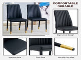 Modern Dining Chairs Set of 4, Black PU Leather Upholstered Chairs with High Back and Chrome Metal W3493P427136