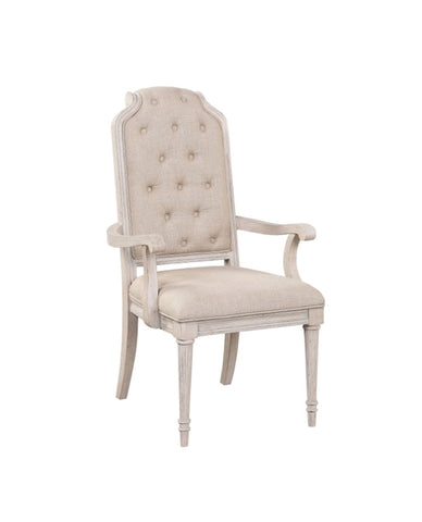 ZUN ACME Wynsor Arm Chair , Fabric & Antique Champagne 67533