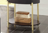 Gorgeous Dark Walnut Finish 1pc End Table White Faux Marble Top Living Room Table Open Bottom Shelve B011P184955