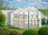 Large Walk-in Greenhouse with PE Cover & Side Windows, 12-Shelf Indoor Outdoor Portable Greenhouse 51283548