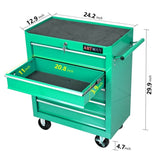 ZUN 5 Drawer Tool Chest, Tool Storage Cabinet for Garage Storage with 4 Wheels and Locking System, GREEN W1102126228