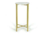 Collapsible Drink Table, Gold Metal Frame with White Marble Top 75385805