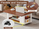 27.6'' Modern Multi-Function Coffee Table/Side Table with Foldable Top & Casters, Multi-tier N735P328521D