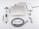 10 Inch Rainfall Shower Head with Handheld Shower Combo with 12 inch Adjustable Extension Arm W1219P506561