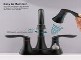 Bathroom Faucet Matte Black with Pop-up Drain & Supply Hoses 2-Handle 360 Degree High Arc Swivel 13267190