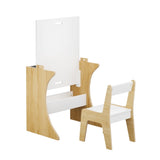 Kids Table Set with One Chair, Multifunctional Wooden Children Study Table-Convertible Tabletop for 58011594