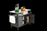 Large bar cart,Outdoor Kitchen Wicker Island Rolling Cart & Storage Cabinet, Wheels and Stainless W640P256898