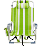 ZUN 63*65*82cm Short Oxford Cloth Silver White Aluminum Tube Bearing 100kg Beach Chair Green Stripes 42959268