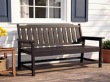 HDPE Outdoor Bench, Weather-Resistant Patio & Porch Bench With Aluminum-Reinforced Frame, 560 Lbs 01185495