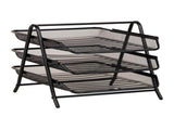 3-Tier Paper Tray, Desktop Organizer, File Storage Metal, 11.5"L x 13.75"W x 10"H, Black 73431755