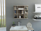 Milan Medicine Cabinet, Six External Shelves Mirror, Three Internal Shelves -Light Gray B20091957