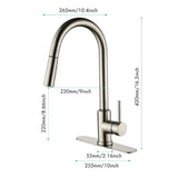 ZUN Single Handle High Arc Pull Out Kitchen Faucet,Single Level Stainless Steel Kitchen Sink Faucets 15374222