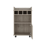 ZUN DEPOT E-SHOP Sims 35" H Bar Cart with Two Shelves four Wine Cubbies and One Cabinet,Light Pine B097P167415