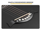38 Inch Acoustic Guitar for Beginners, JF Body Shape, Basswood Folk Guitar in Matte Black, 6-String 06386937