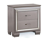 Contemporary 1pc Nightstand Silver Bedside Table LED Light English Dovetail Drawer Bedroom Furniture B011P232477