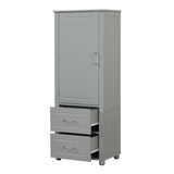 ZUN Tall Bathroom Storage Cabinet, Freestanding Storage Cabinet with Two Drawers and Adjustable Shelf, WF312728AAE