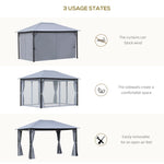 ZUN 10' x 13' Patio Gazebo, Aluminum Frame, Outdoor Gazebo Canopy Shelter with Netting & Curtains, W2225142541