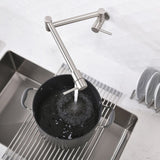 Brass Folding Faucet 1/2'' NPT Wall Mount Kitchen Faucet Two Handles Cold Water Tap Nickel 01254836