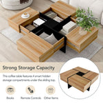 ZUN Unique Design Coffee Table with 4 Hidden Storage Compartments, Square Cocktail Table with Extendable 93568646