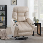 ZUN ACME Nairi Power Recliner w/Lift, Heating & Massage, Light Gray Leather Aire LV02995