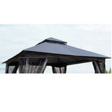 10x10 Ft Patio Double Roof Gazebo Replacement Canopy Top Fabric, Gray W419101851