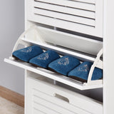 ZUN Wooden Shoe Cabinet for Entryway, White Shoe Storage Cabinet with 3 Flip Doors 20.94x9.45x43.11 inch 55963854