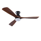 Hot sales 52 Inch Modern Black Fans With Lights, 3 Color Dimmable LED, 3 Solide Wood Blades W2991P338636