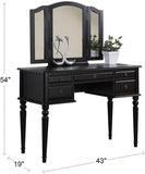 Bedroom Contemporary Vanity Set w Foldable Mirror Stool Drawers Black Color HS00F4072-ID-AHD