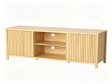 Fluted Double Door Tall TV Stand for TVs up to 70 Inch, Mid Century Media Console Cabinet with 14207239
