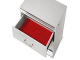 Glam Modern 2-Drawer Nightstand with Crystal Accents, LED Lighting and White Lacquer Finish B009P243214