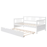 Twin Size Daybed Wood Bed with Twin Size Trundle,White WF295030AAK