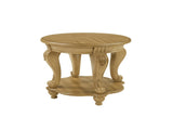 22'' Two Tone Round End Table,Solid Wood Sofa Side Table with Shelf,Living Room Corner Table Easy 47175577