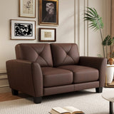 62" Genuine Leather match loveseat Living room coach Transitional sofa - Honey Brown W1896P175681