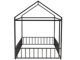 Twin Size Metal Bed House Bed Frame with Fence, for Kids, Teens, Girls, Boys, Black MF304315AAB