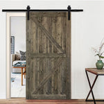 ZUN 42 in. x 84 in. Sliding Barn Door with 7FT Barn Door Hardware Kit & Handle ,K Frame,Solid Spruce 71578118