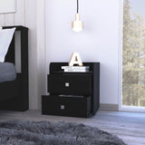 Nightstand 22"H, Two Drawers, Superior Top, Metal Handle, Black B097133085