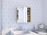 Medicine Single Door Cabinet 19" H With Mirror, Five Interior Shelves, Light Oak B097132885