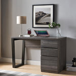 ZUN Executive Home Office Desk with Two Storage Drawers and File Cabinet- Distressed Grey & Black B107130854